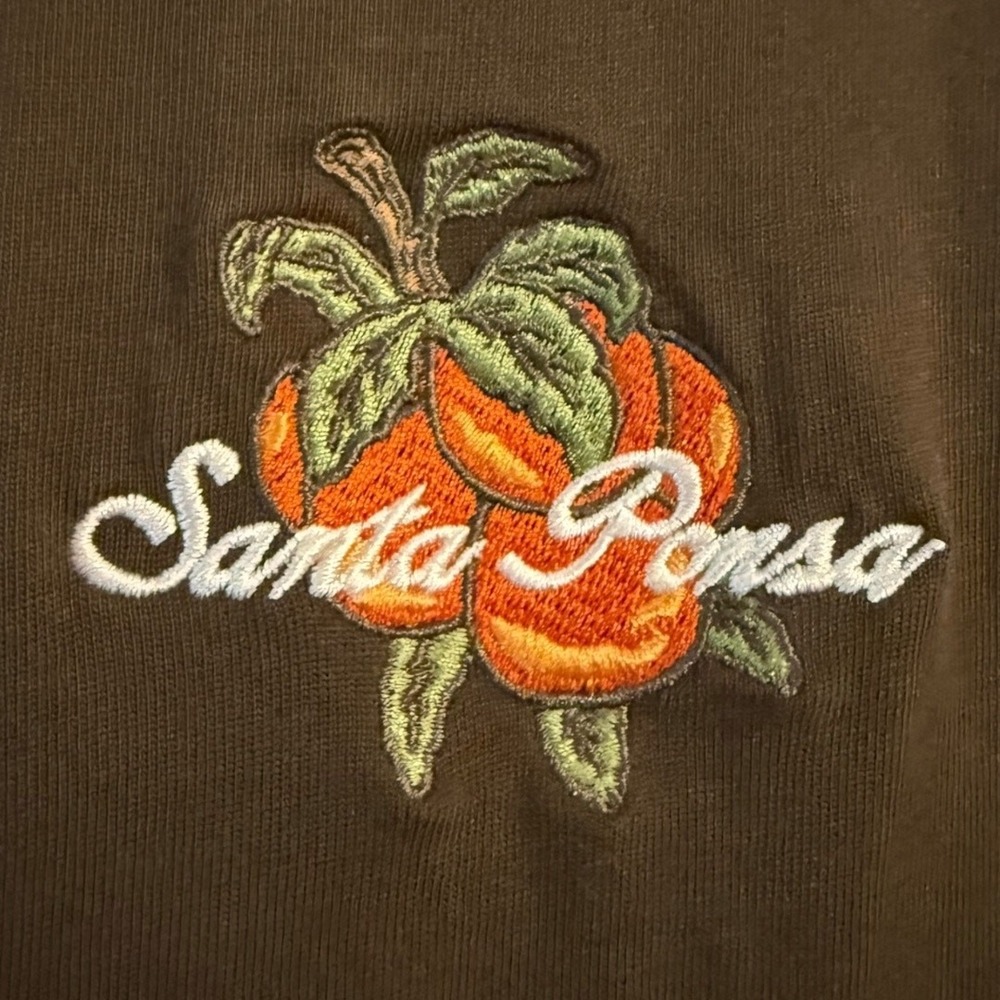 Cotton On Chocolate Brown "Santa Ponsa" Embroidered Box Fit Graphic Tee Large